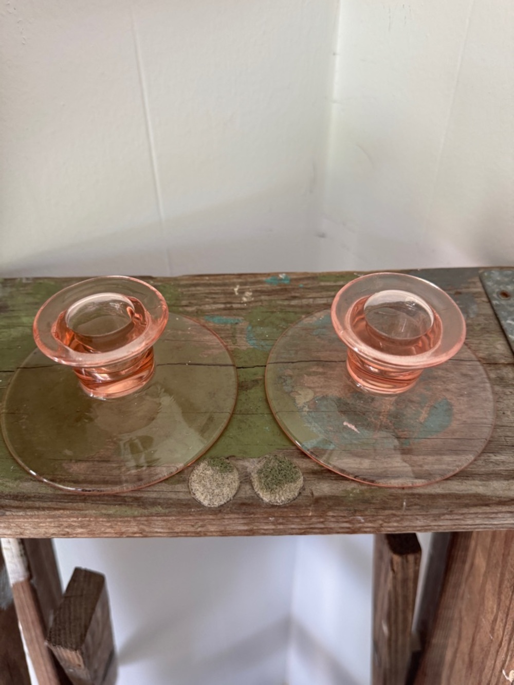 ✨Vintage Pink Depression Glass Candlestick Holders Pair - Picture 4 of 5